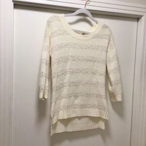 Womens Red Camel 3/4 sleeve Hi-low Sweater